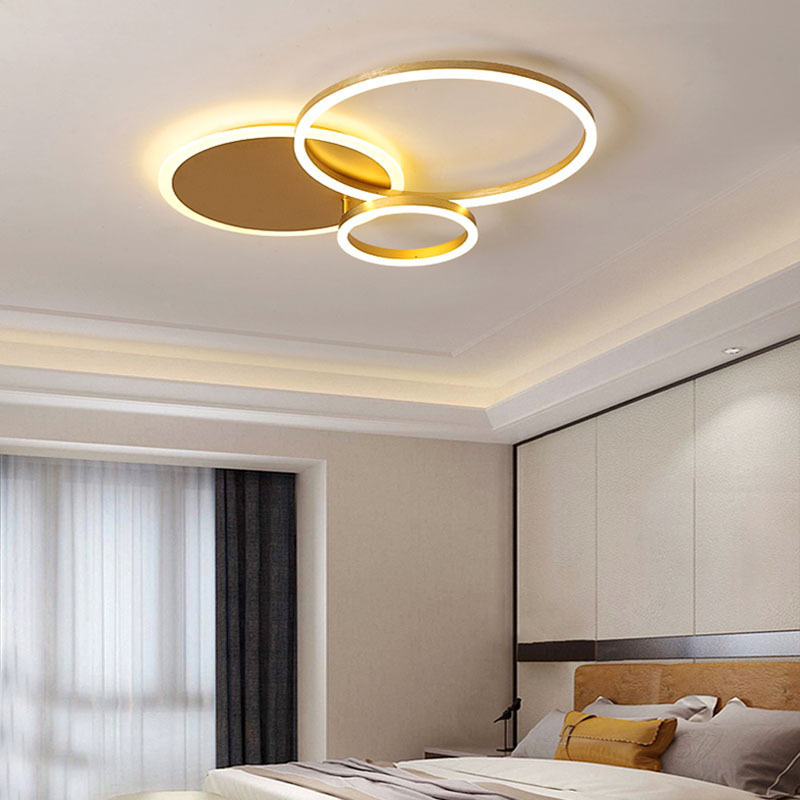 Modern Dimmable LED Chandelier Lighting For Living Room Parlor Foyer Lustres Lampadario Luminaire Ring Gold Chandelier