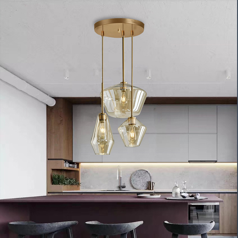 2022 New Nordic Modern Simple LED Pendant Light Edison Bulb for Bar Restaurant E27 Blown Glass Chandelier