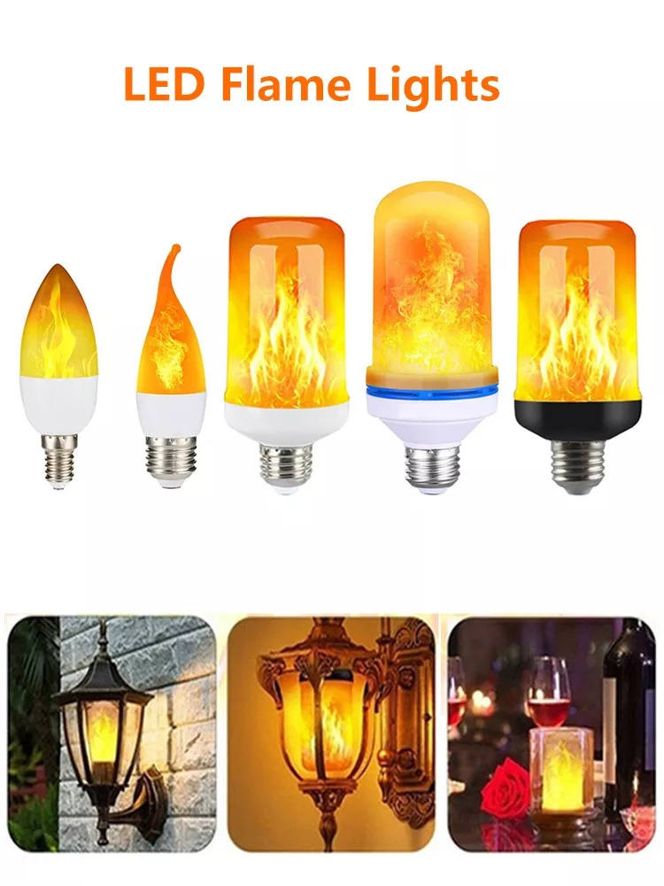 Electric Fireplace 3 Led LED Flame Effect Light Bulb Led Flame Red Candles Blue Simulated Flame Light Bulbs