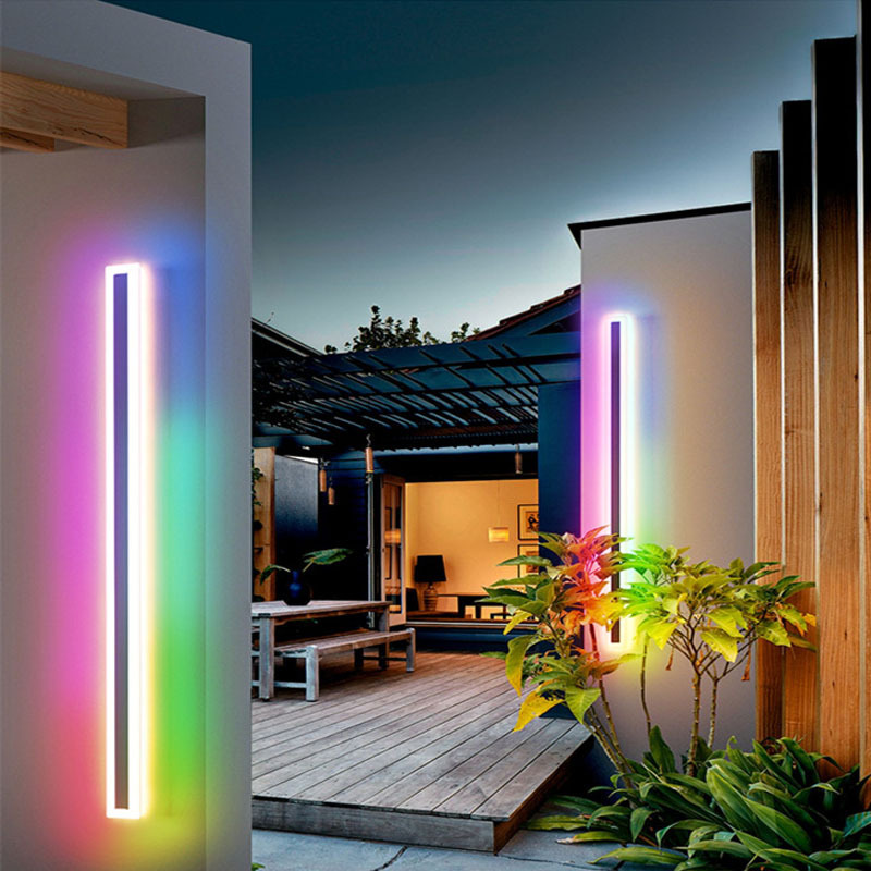 Durlitecn Outdoor Garden IP65 Aluminum Long Wall Lamp 110V RGB RGBWW 1M 1.2M 2M  2.4M Exterior LED Strip Linear Wall Light