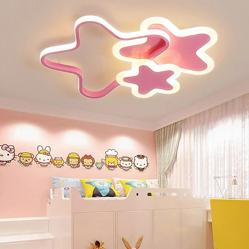 Led Ceiling Lamp For Children's Girls Room Bedroom Study Cloud Ceiling Light Heart Shape Pink Child Kid Star Chandelier Lighting