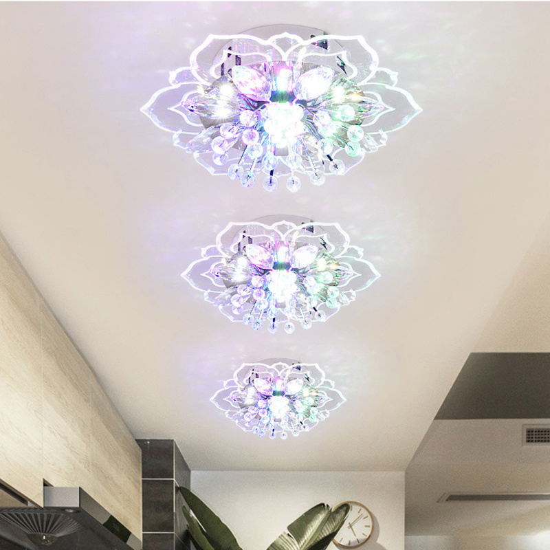 Modern Crystal Petals LED Ceiling Chandelier For Aisle Hallway Corridor Stairway Villa Gallery Kitchen Coffee Bar Indoor Lights