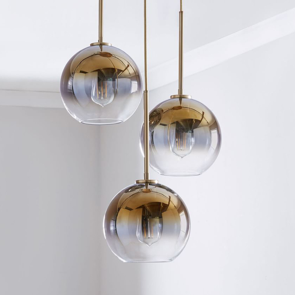 Modern Pendant Light Silver Gold Clear Glass Ball Pendants Lamp Kitchen Hanging lamp Luminaire Living Room Decor Light Fixtures