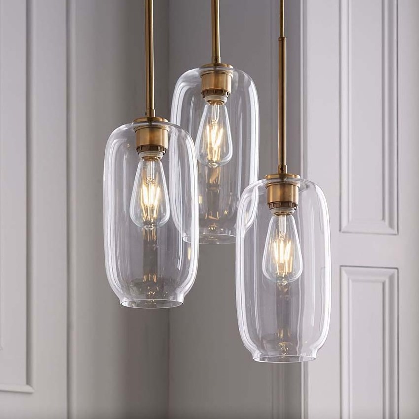 Nordic glass suspension luminaire clear Cognac nordic hanging pendant lamp hallway dining room bar cafe restaurant light fixture