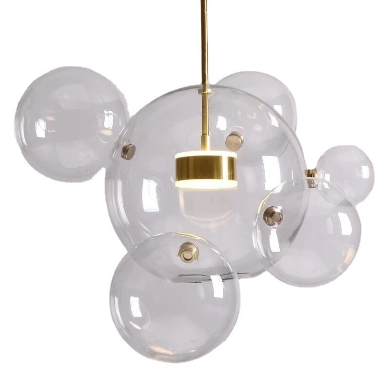 Modern Living Room Decoration Bubble Glass Chandelier for Dining Room Hanging Light Mickey Glass LED Pendant Light