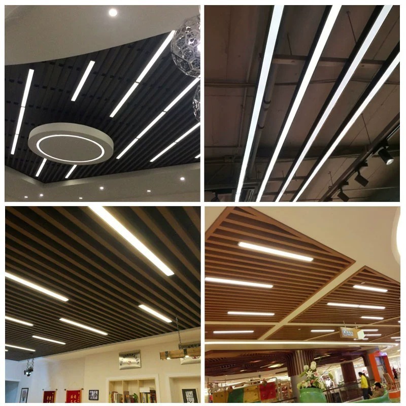 Modern Indoor For Restaurant Home Office Iron Hanging Black White LED Linear Pendant Light