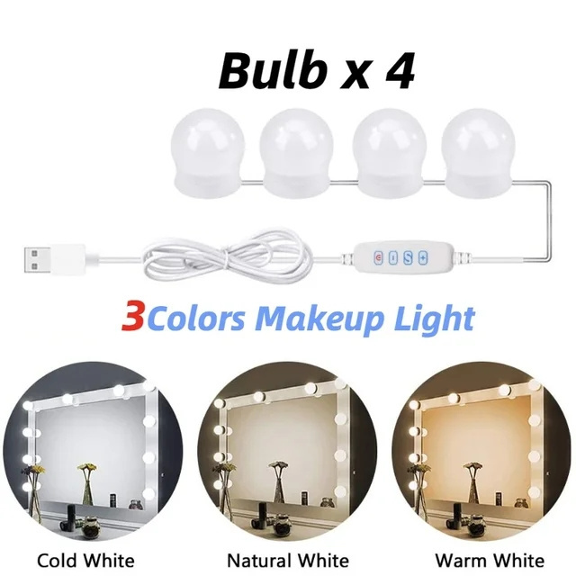 LED Makeup Mirror Bulbs Vanity Lights USB 12V Bathroom Dressing Table Lighting For Mirror Dimmable LED Vanity Light