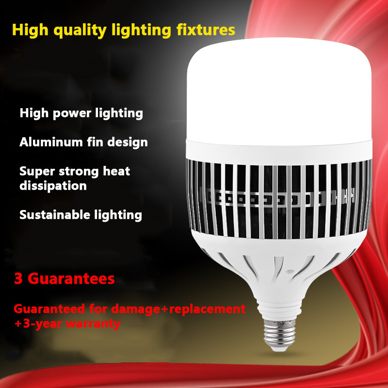 Wholesale E40 Screw 80W Energy-Saving Fin Bulb 100W Factory Workshop Lighting E27 LED Super Bright Bulb