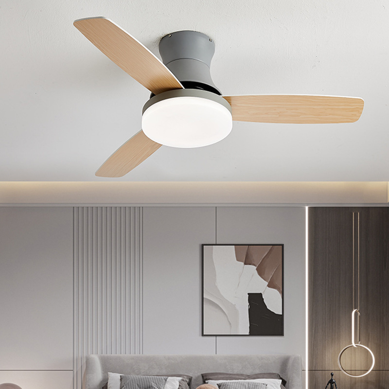 Durlite Nordic Smart Ceiling Fans With LED Lights Chandelier For Bedroom Remote Control 42 Inches Solid Wooden Ceiling Fan