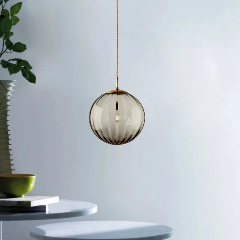 DURLITECN Decorative Modern Nordic Hanging Suspension Bedroom Living Room Round Glass Ball Pendant Lights