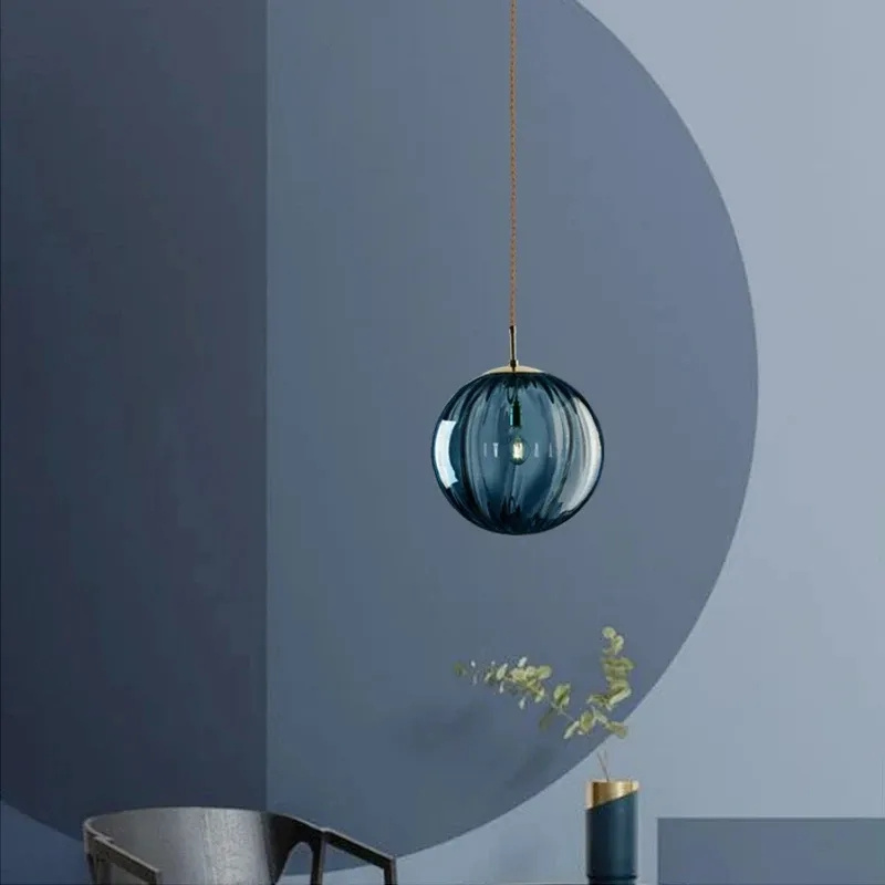 DURLITECN Decorative Modern Nordic Hanging Suspension Bedroom Living Room Round Glass Ball Pendant Lights