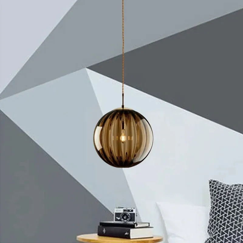 DURLITECN Decorative Modern Nordic Hanging Suspension Bedroom Living Room Round Glass Ball Pendant Lights