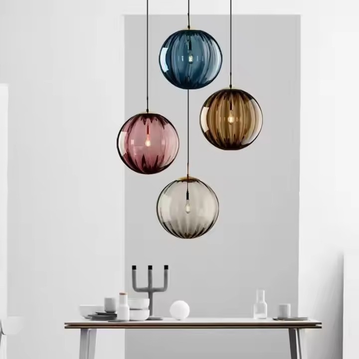 DURLITECN Decorative Modern Nordic Hanging Suspension Bedroom Living Room Round Glass Ball Pendant Lights