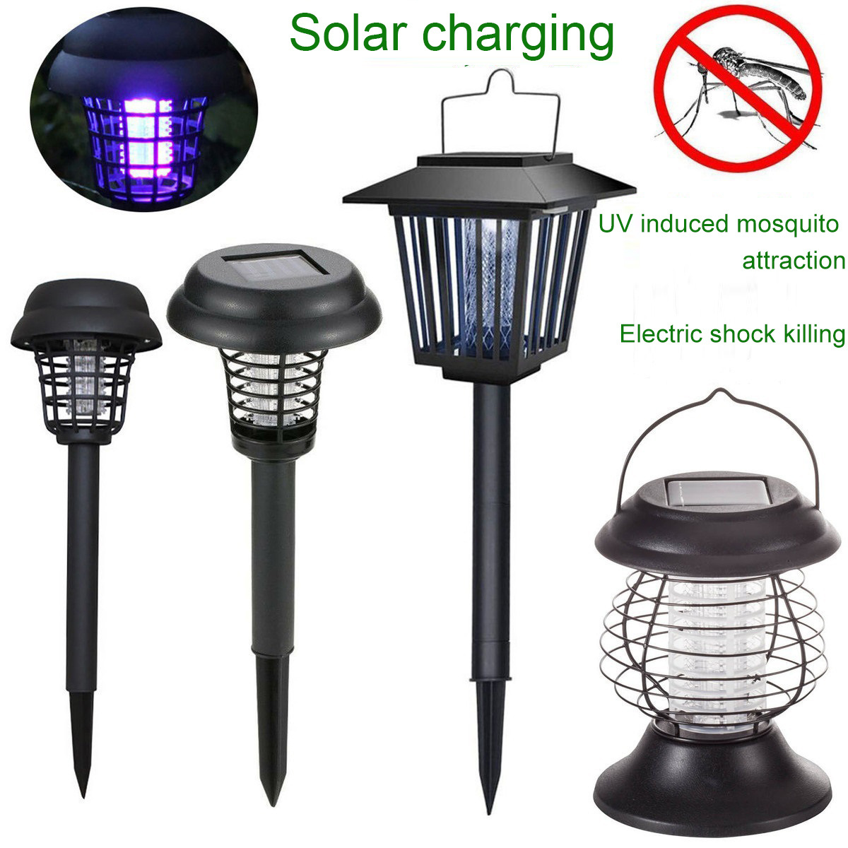 Durlitecn Wholesale Outdoor Waterproof Trap Electric Zapper Solar Mosquito Killer Lamp With UV LED