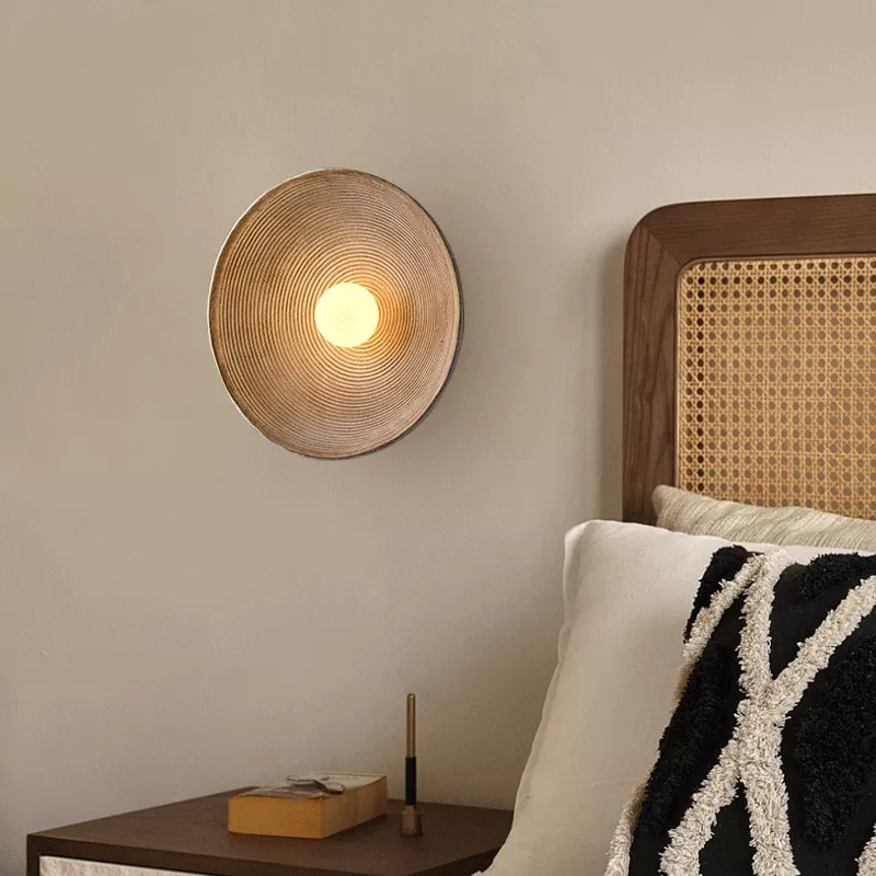 2022 New Design Retro Japanese Style Bedside Sconces Living Room Aisle Decorations Circle Wall Sconce Light