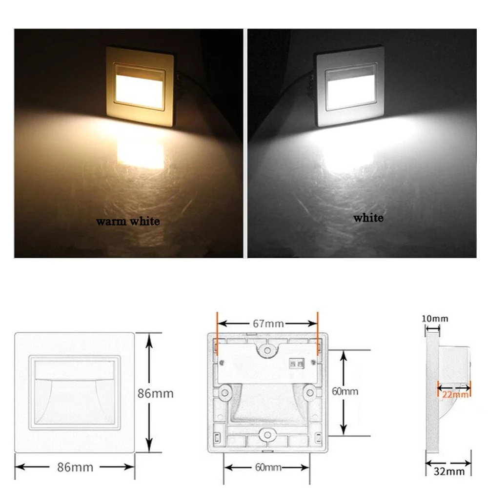 2W Night Light Controller Motion Sensor Indoor Light Home Stairs Bedroom Corridor Lighting  Recessed Stair LED Step Lamp