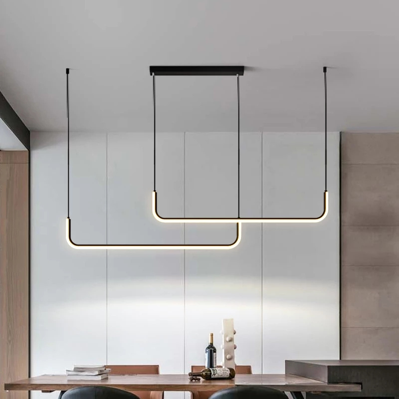 Modern  For Kitchen Dining Room Table Nordic Decor Black Simple Led Ceiling Design Hanging Lighting Chandelier LED Pendant Lamp