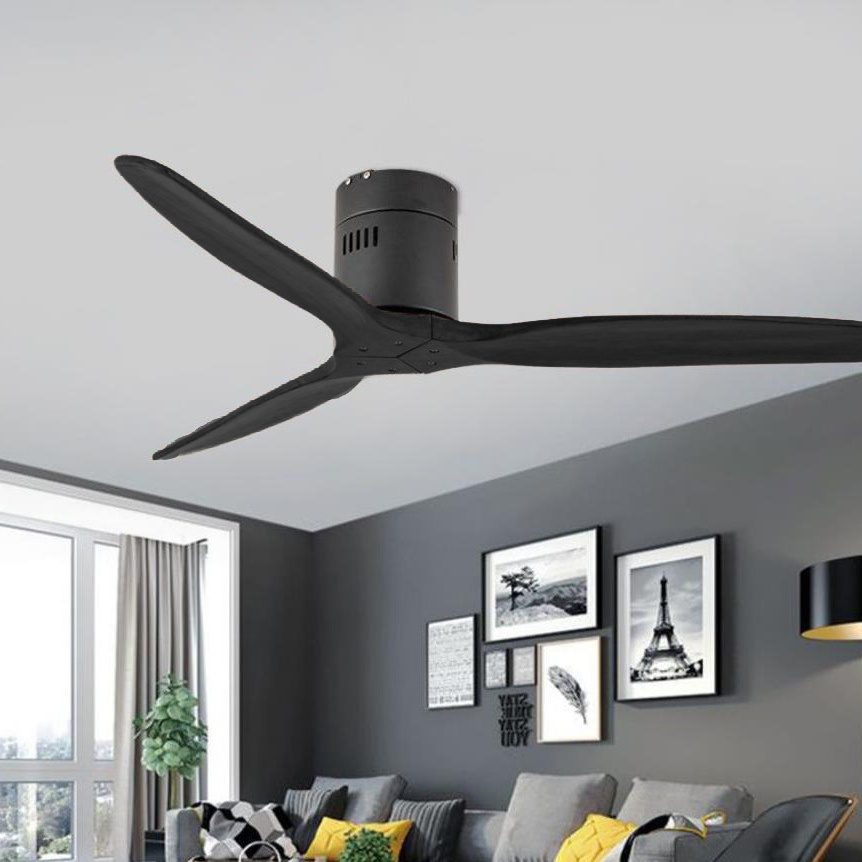 Durlitecn Modern Black Wooden Ceiling Fan Without Lamp With Remote Control Wood 42 inch Ceiling Fan Light For Bedroom