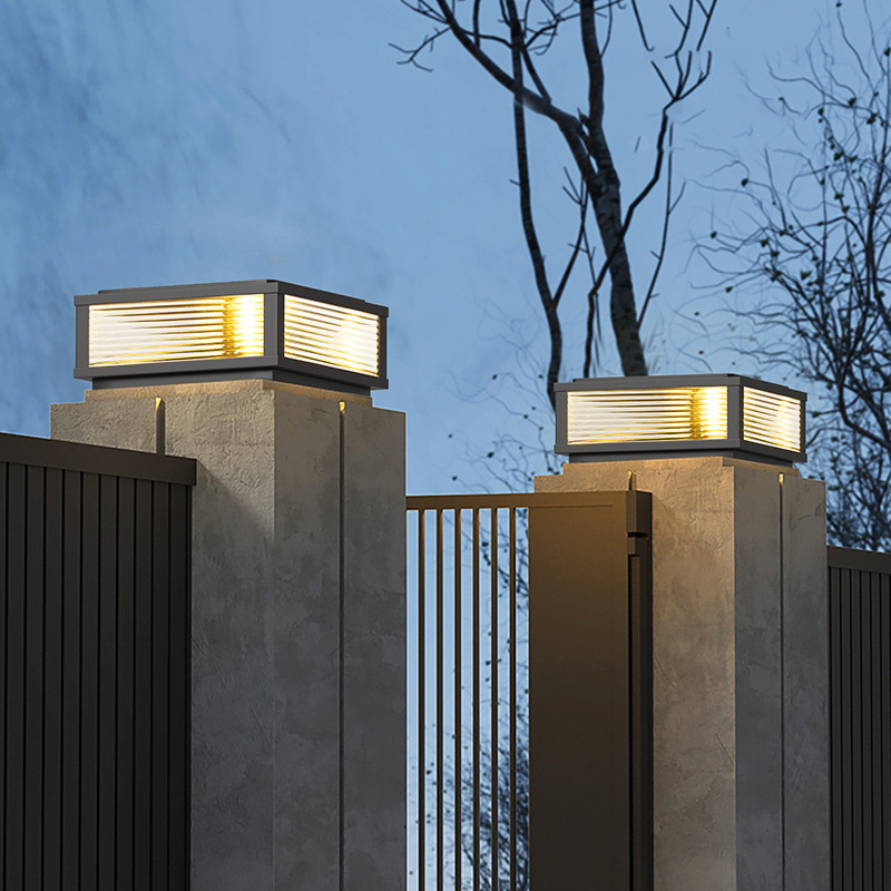 Durlite China Wholesale Square Latest Design Warm White Induction Pillar Lamp Garden Gate Post Lights Solar Pillar Light Outdoor