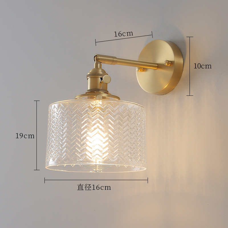 IWHD Pull Chain Switch LED Wall Lamp Sconce Beside Bedroom Bathroom Mirror Stair Light Glass Lampshade Modern Nordic Wandlamp