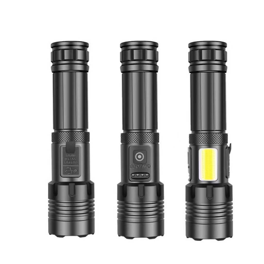 COB Strong Light Flashlight P70 Telescopic Zoom Charging Outdoor Multi-Function LED Rechargeable Flashlight