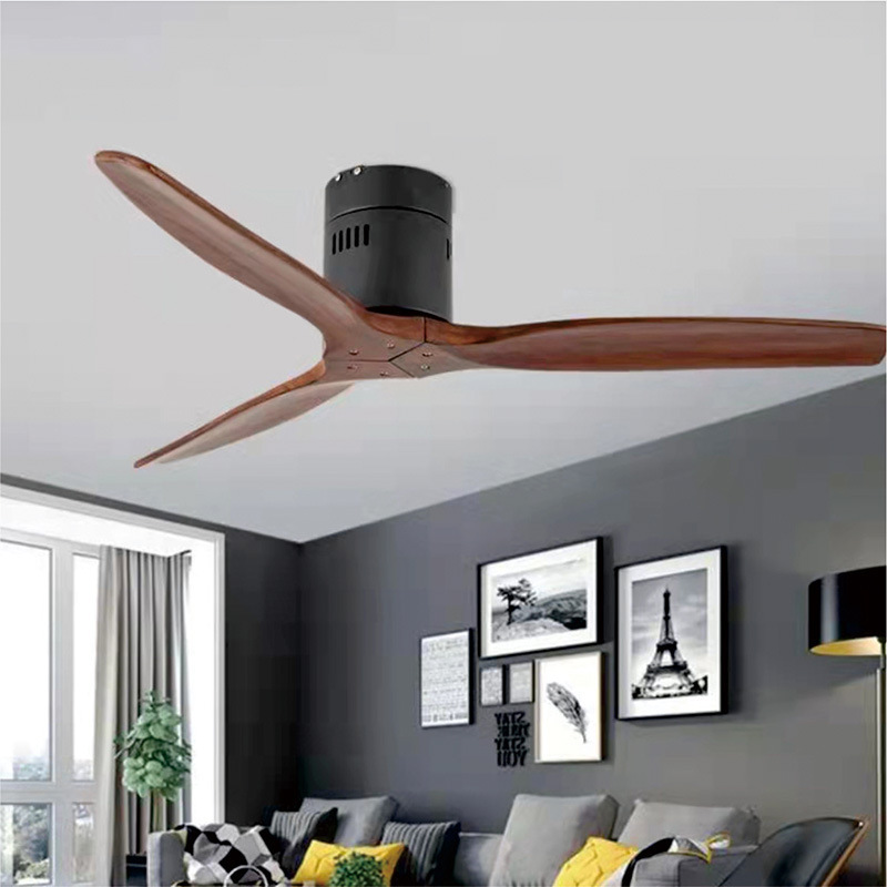 Durlitecn Modern Black Wooden Ceiling Fan Without Lamp With Remote Control Wood 42 inch Ceiling Fan Light For Bedroom