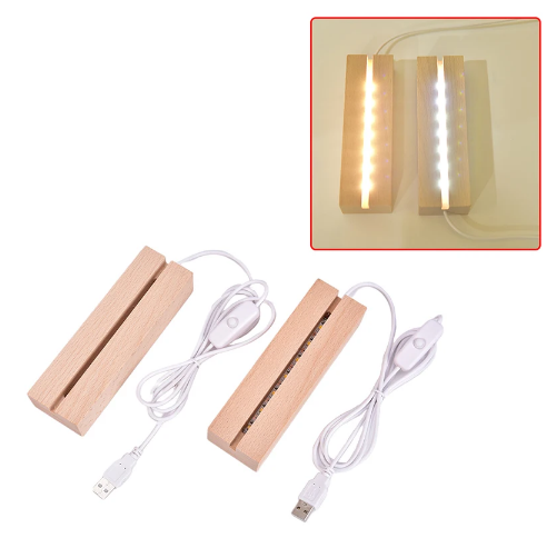 Base USB Cable Switch Night Light 3D Led Night Lamp Base Wooden Led Night Lamp