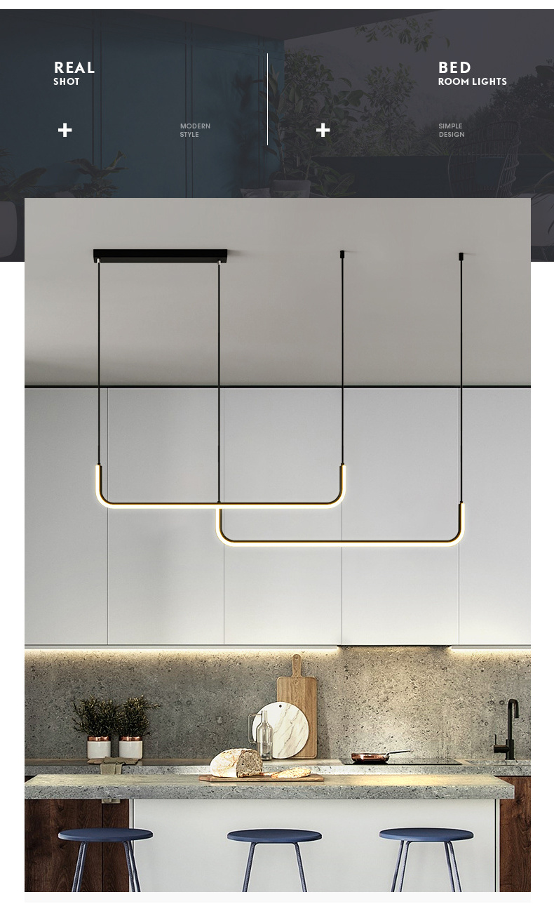 Modern  For Kitchen Dining Room Table Nordic Decor Black Simple Led Ceiling Design Hanging Lighting Chandelier LED Pendant Lamp