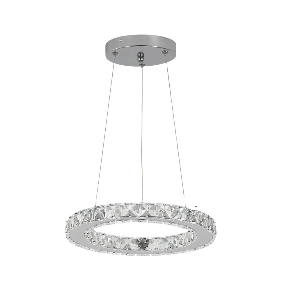 Luxury Rings Chrome Pendant Lighting Led Indoor Fixtures Stainless Steel Hanging Lamp Modern Crystal Ceiling Lamp