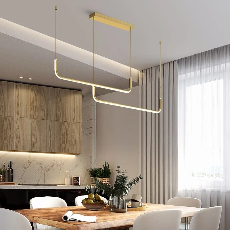 Modern  For Kitchen Dining Room Table Nordic Decor Black Simple Led Ceiling Design Hanging Lighting Chandelier LED Pendant Lamp