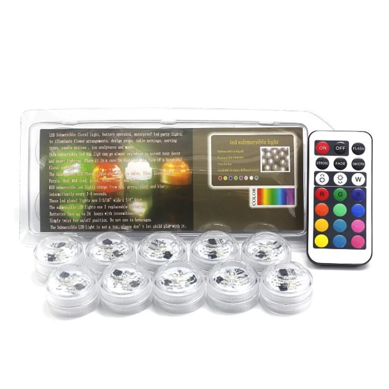 Underwater LED Light IP68 Waterproof Candle Lights 3cm Mini Pool Vase Lamp with Remote Control RGB led submersible light