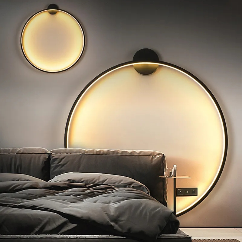 New Minimalist Home Indoor Decor Wall Sconce Living Room Bedroom Hotel Background Wall Light Bedside Lights LED Circle Wall Lamp