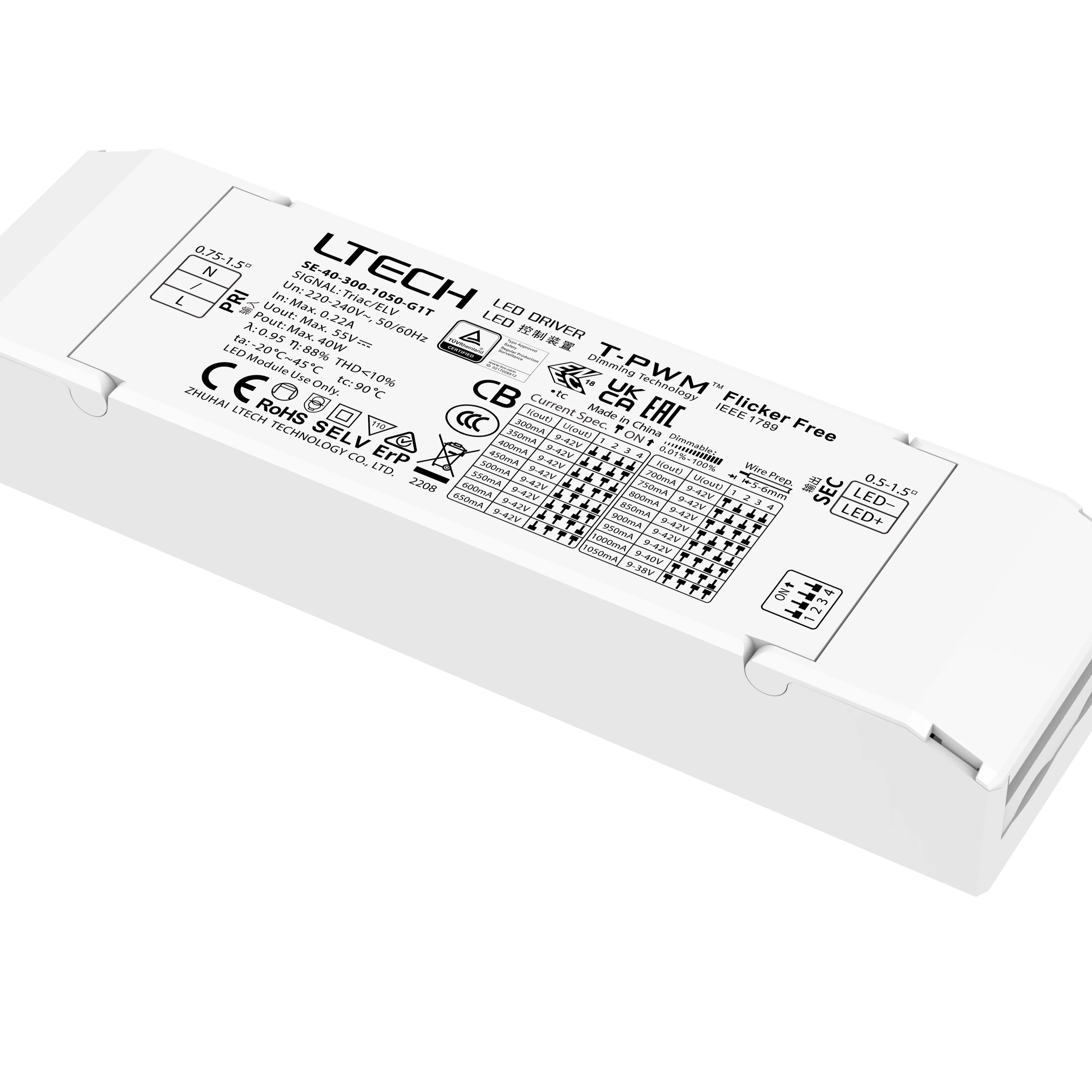 Ltech Small size and light weight Triac  LED Driver 30w 40w Consant Current Dimmable LED Driver