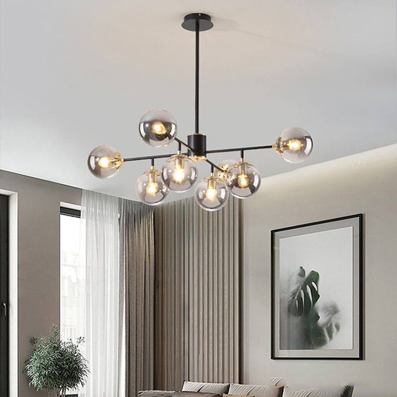 Nordic Modern Led Chandelier Pendant Lights Fixtures For Living Room Home Bedroom Restaurant Decor Hanging Lamp Glass Shade