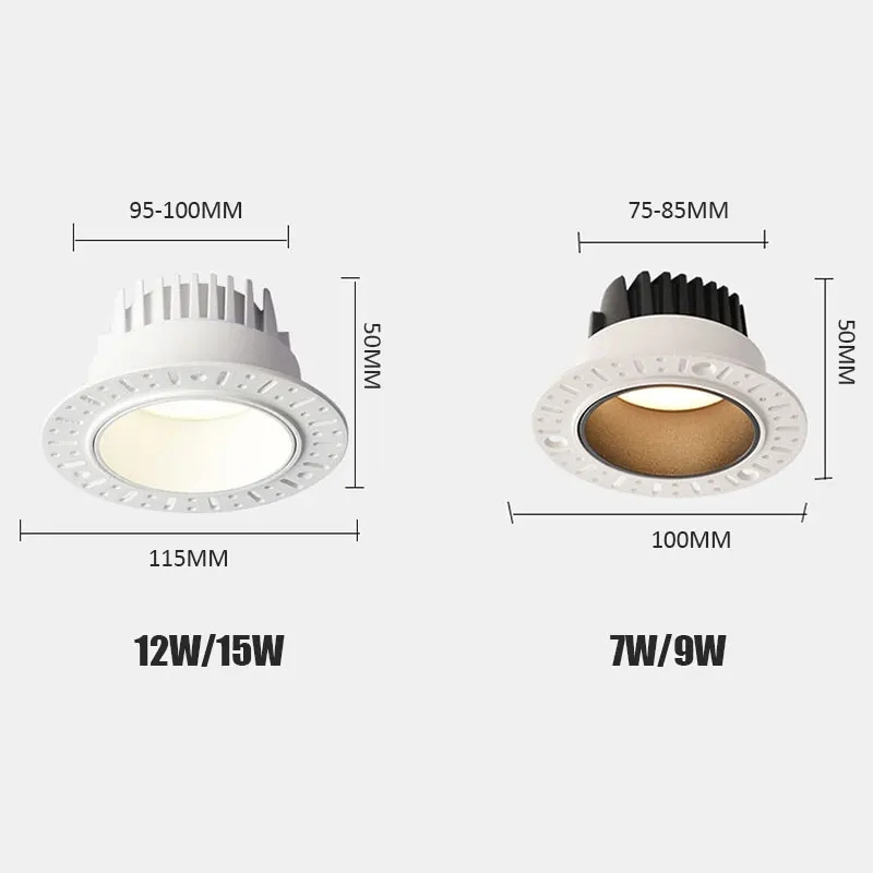 Living Room Spotlight 7.5CM 9.5CM Hole Downlight Minimalist Bedroom Light LED Recessed Spot Light Borderless Downlight