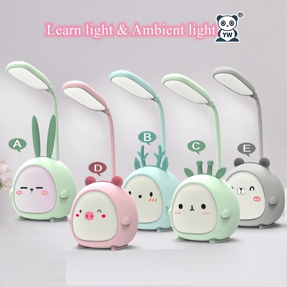 Cute Cartoon Desk Lamp Eye Protection Energy-saving Reading  USB Charging Sleeping Night Light LED Table Lamp for Kids Gift