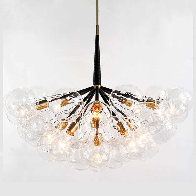 Nordic Designer 9 /12 /18 Heads Glass Chandelier White Coffee Wires Hanging Light Dinning Room Light Fixtures