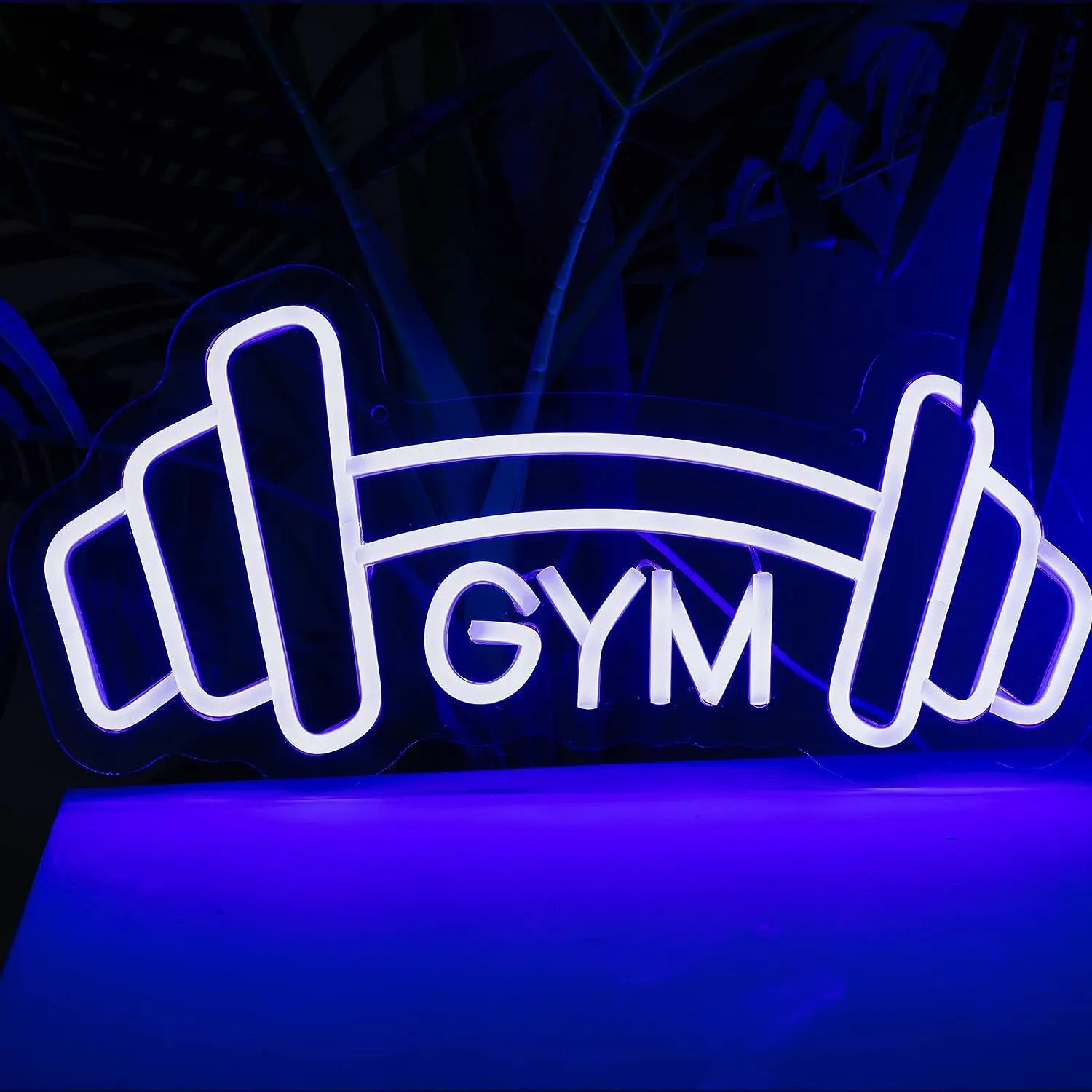 DURLITECN Barbell Gym Neon Sign for Fitness Club Decor Sports Room Home Decor Blue Dumbbell Shaped Neon Lights