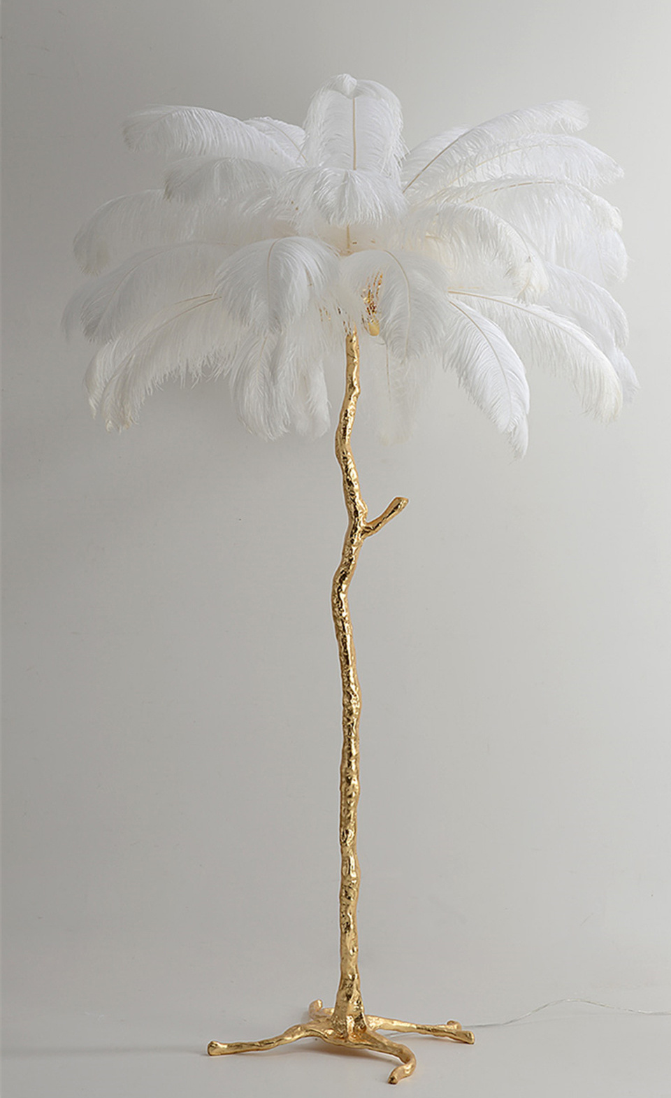 Living Room Corner Resin Tree Flooring Ostrich Feather Stand LED Floor Lamp