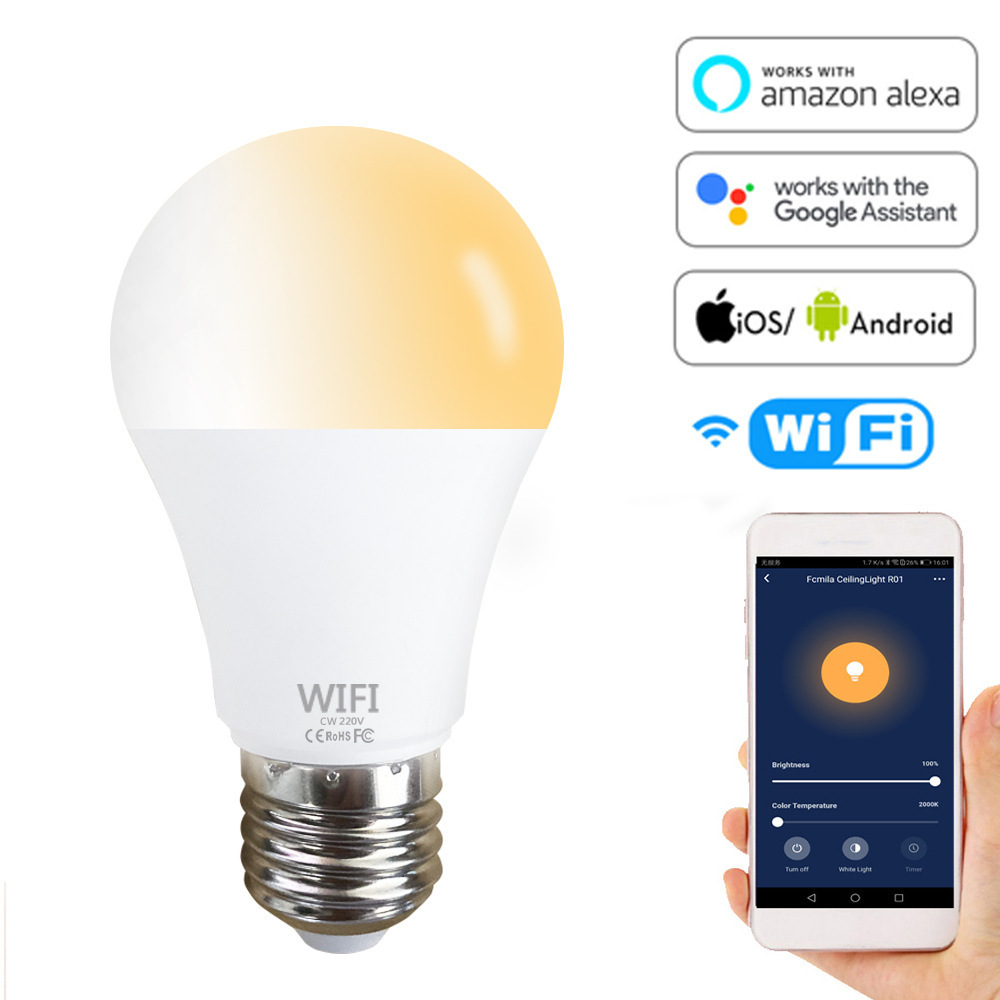 15W A60 E27 B22 Bulb CCT Change SMD 2835 Dimmable LED Bulb Light for Home Lighting wifi smart led bulb