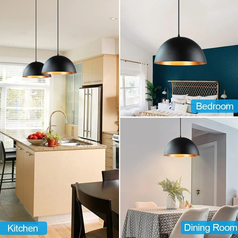 Semicircle Aluminum Lampshade Kitchen Bar Decor Hanging Lamp Fixtures AC 110V 220V Loft Retro Restaurant E27 Pendant Light