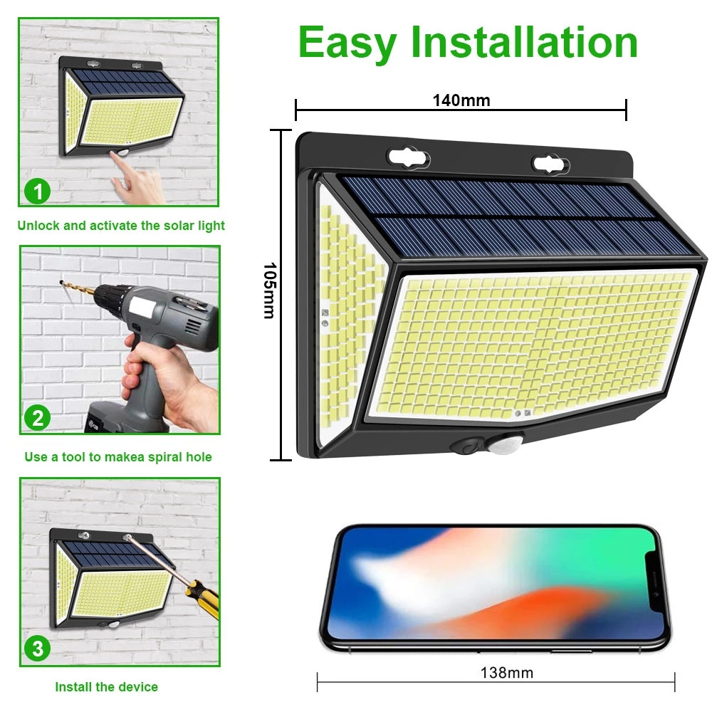 Outdoor IP65 Waterproof 248/468 LED Reflector Solar Garden Lights Sensor Spotlight Sunlight Battery Solar Powered Lantern