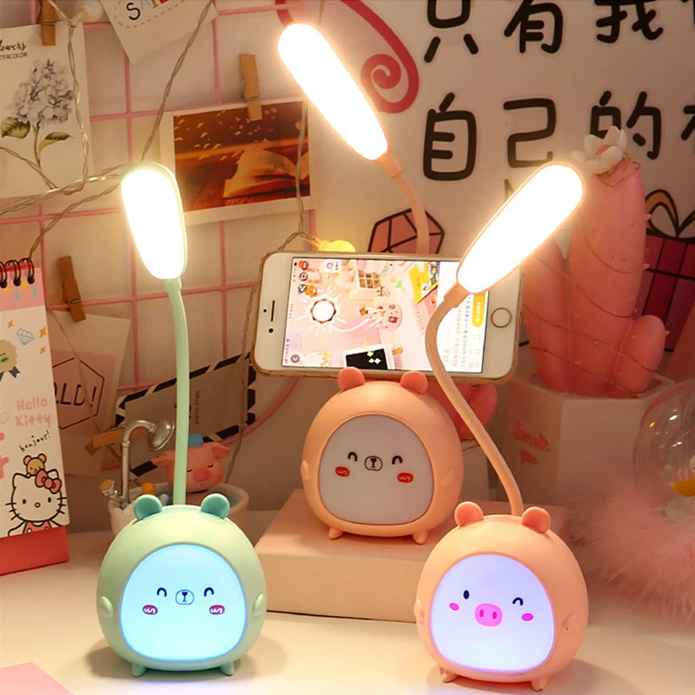 Cute Cartoon Desk Lamp Eye Protection Energy-saving Reading  USB Charging Sleeping Night Light LED Table Lamp for Kids Gift