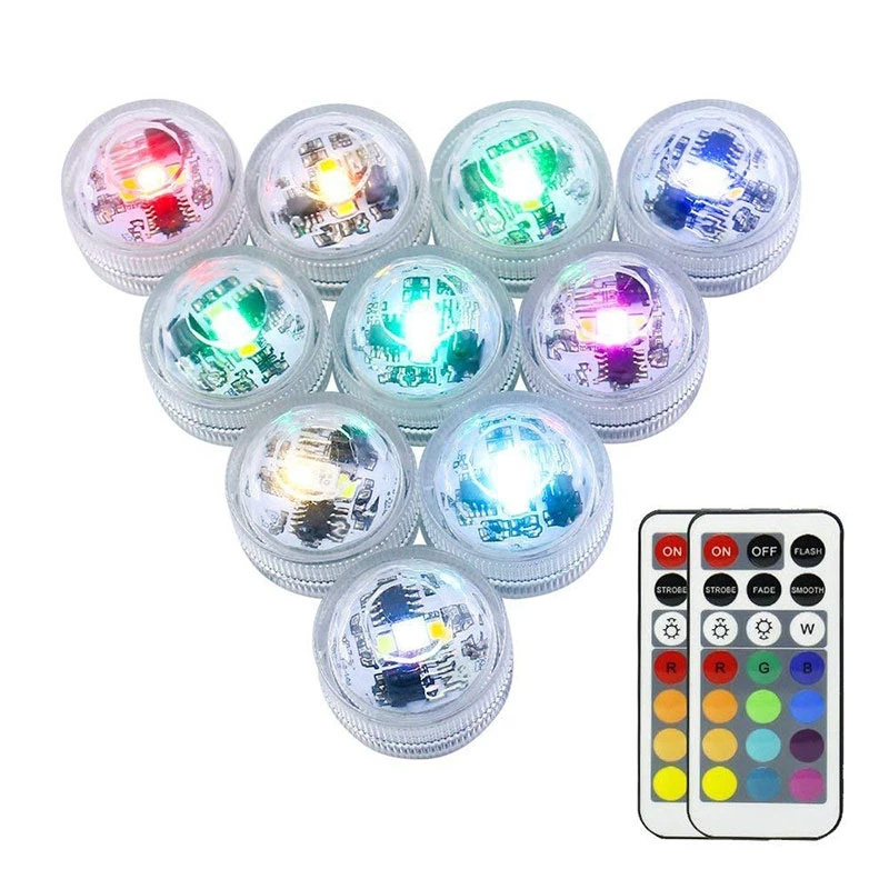 Underwater LED Light IP68 Waterproof Candle Lights 3cm Mini Pool Vase Lamp with Remote Control RGB led submersible light