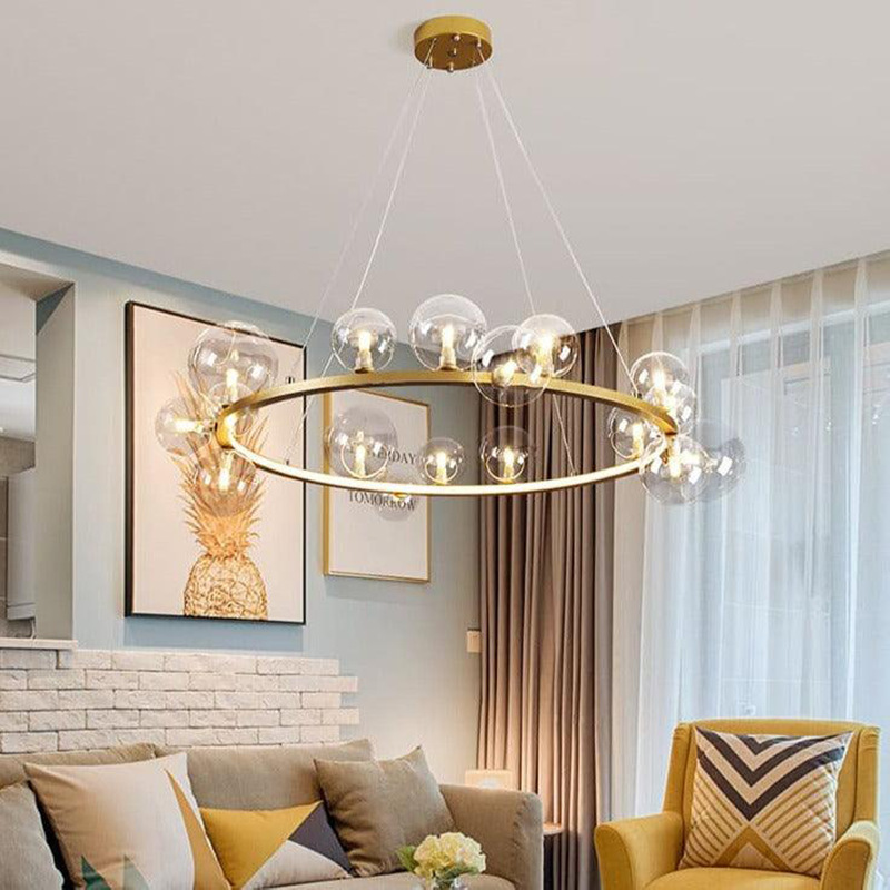 Living Room Chrome Pendant Lamp Bedroom Dining Room Ceiling Hanging Lamp Modern Clear Glass Chandelier Magic Bean Light