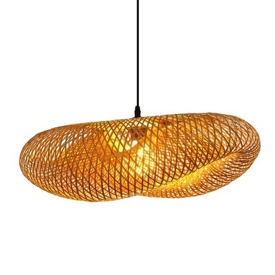 Modern Bamboo Weaving Design Lamp Asia Restaurant Hotel Hanging Lights Rattan Art Chandelier LED Bamboo Pendant Light