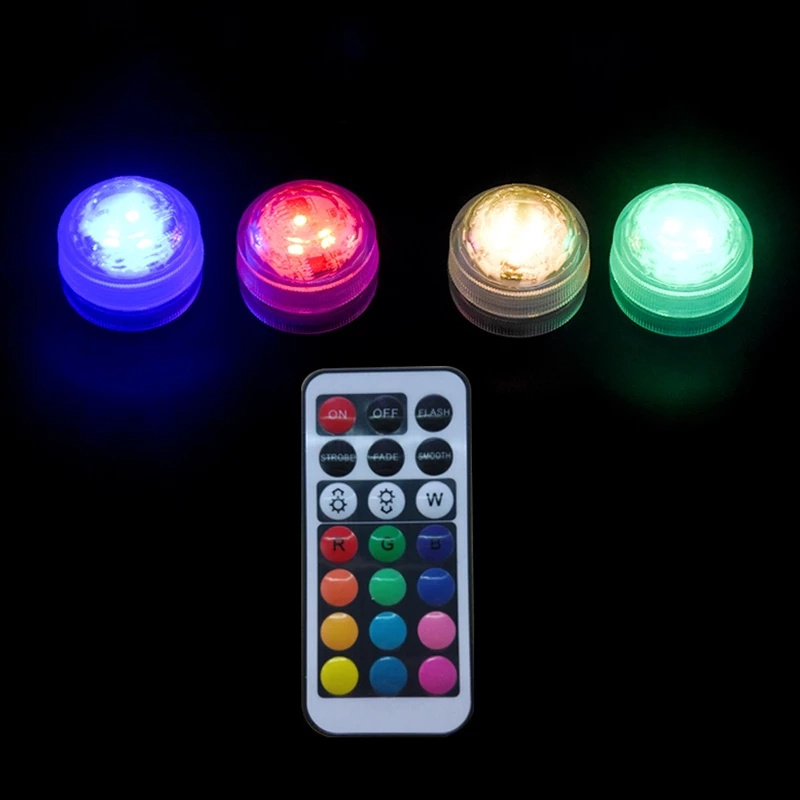 Underwater LED Light IP68 Waterproof Candle Lights 3cm Mini Pool Vase Lamp with Remote Control RGB led submersible light