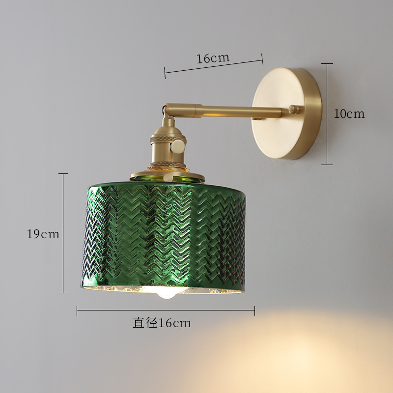 IWHD Pull Chain Switch LED Wall Lamp Sconce Beside Bedroom Bathroom Mirror Stair Light Glass Lampshade Modern Nordic Wandlamp