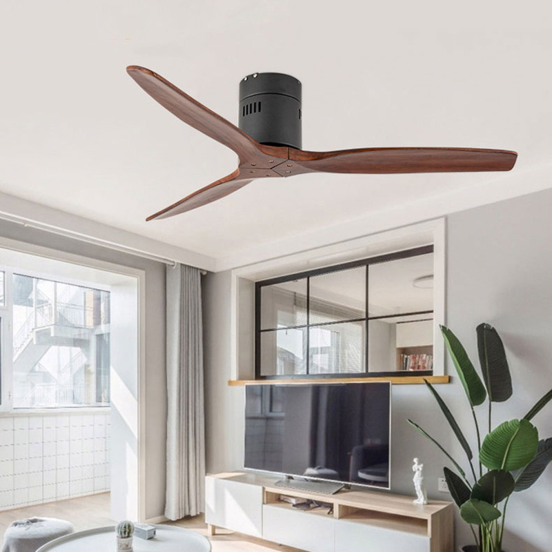 Durlitecn Modern Black Wooden Ceiling Fan Without Lamp With Remote Control Wood 42 inch Ceiling Fan Light For Bedroom