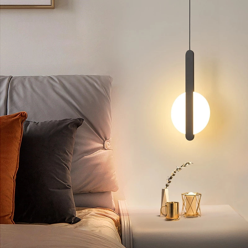 Modern Minimalist LED Long Line Single Head Chandelier Coffee Shop Bar Table Lamp Bedroom Bedside Lamp Restaurant Pendant Lights